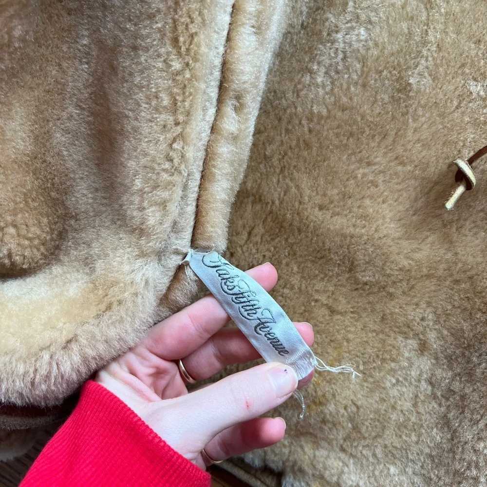 Saks Fifth Avenue Tan Shearling Jacket - Picture 3 of 7